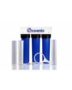 3-Stage 20" Whole House Big Blue Well Water Filtration System 1" FPNT Inlets w/Sediment, Carbon Block, and KDF 55 /GAC Filters