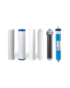 Replacement Water Filter Set + 75 GPD Membrane for Dual Outlet Reverse Osmosis Filtration Systems (DI Inline)