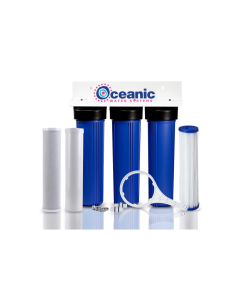 Triple Slim Standard Blue Whole House Water Filtration System with KDF 55 Filter (3-Stage, 2.5" x 20")