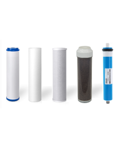 5 Stage RO/DI Replacement Filters + 50 GPD Membrane for Aquarium Reverse Osmosis Water Filtration Systems
